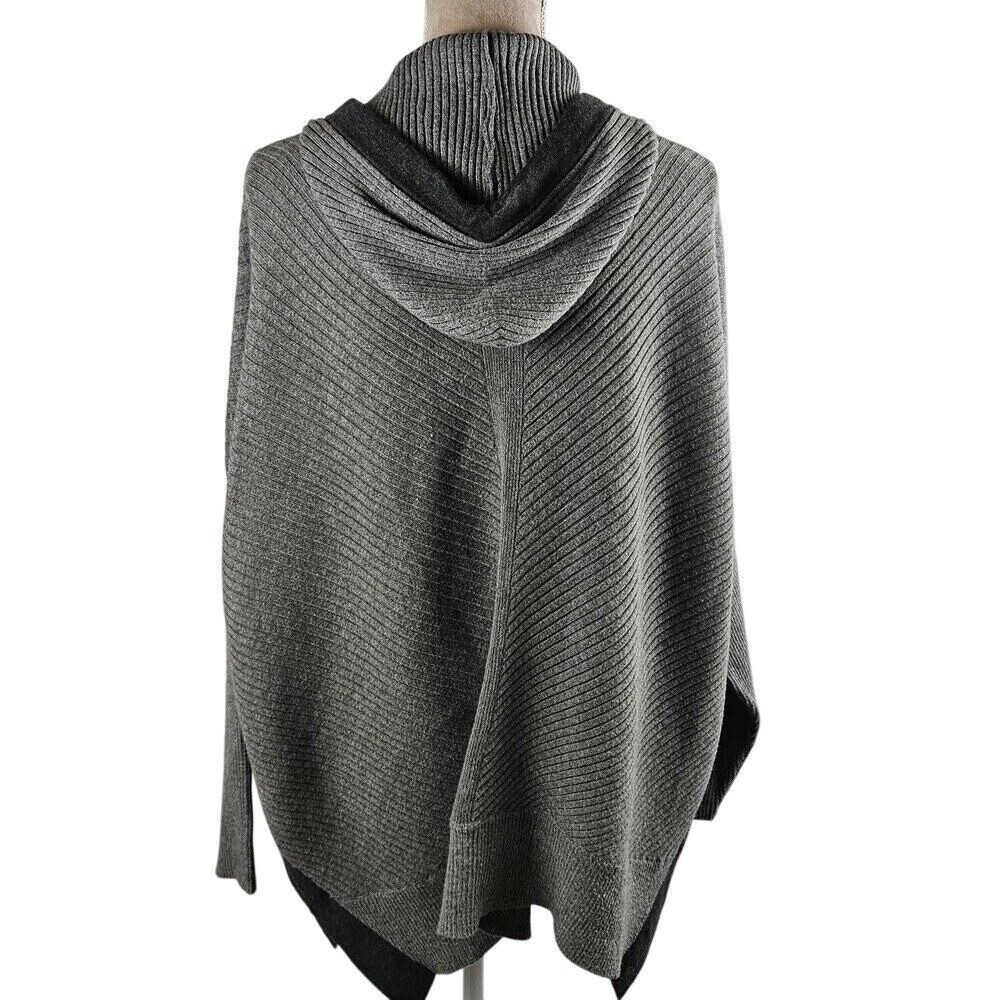Dex Tunic Hooded Sweater Womens XL Gray Ribbed Batwing Sleeve Oversized Pullover - Picture 5 of 9